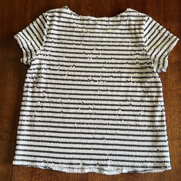 NWOT MASION JULES Striped Black & White Sequin Top Size:Small - Picture 6 of 11